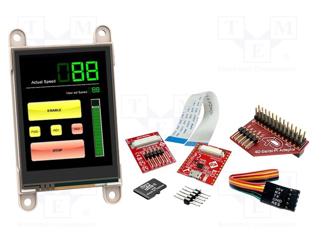 Dev.kit: with display; TFT; 2.8"; 240x320; Display: graphical; 32kB