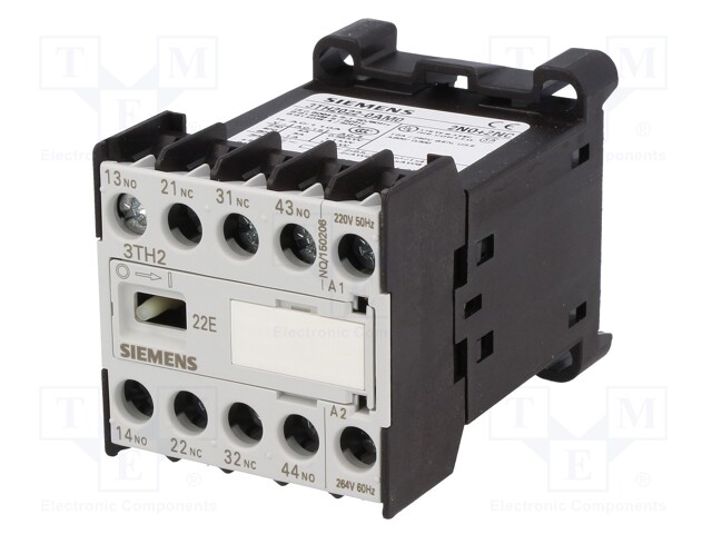 Contactor: 4-pole; NO x4; 230VAC; 4A; DIN,on panel; 3TH20