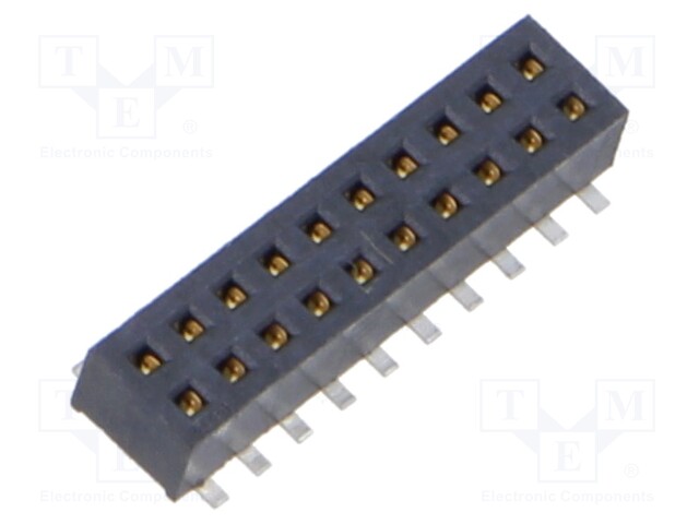 Connector: pin strips; female; PIN: 20; 1.27mm; gold flash; SMT