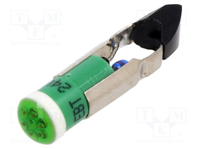 Indicator: LED; T5,5K; green; plastic; 24VDC; -20÷60°C