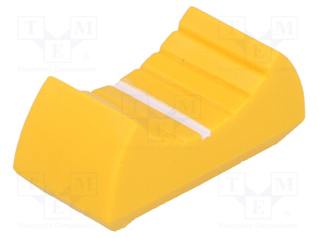 Knob: slider; Colour: yellow; 24x11x10mm; Mat: plastic