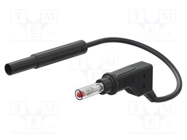 Test lead; 19A; banana plug 4mm,angular banana plug 4mm; Len: 1m
