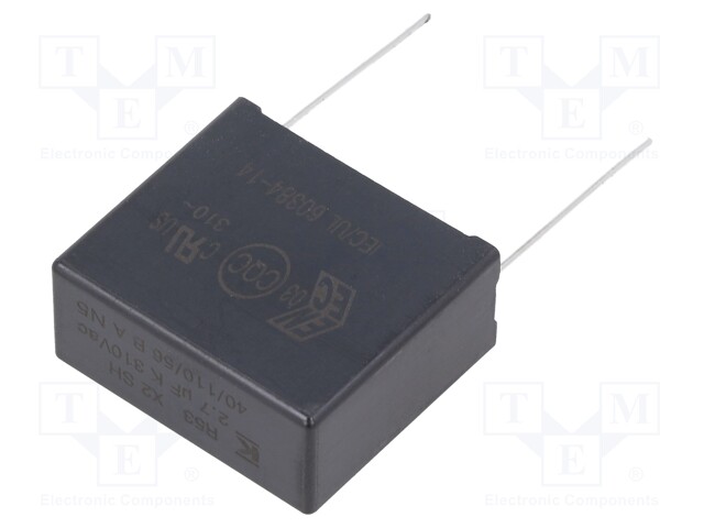 Capacitor: polypropylene; X2; 2.7uF; 27.5mm; ±10%; 32x28x14mm