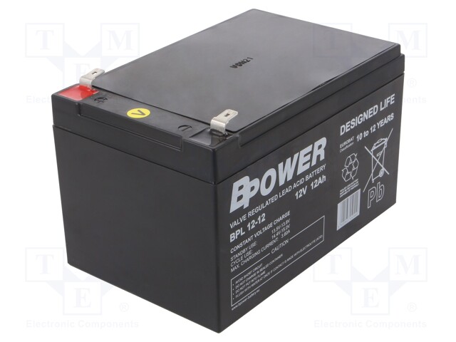 Re-battery: acid-lead; 12V; 12Ah; AGM; maintenance-free