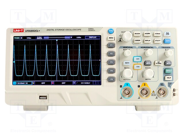 Oscilloscope: digital; Ch: 2; 100MHz; 500Msps; 64kpts; 2n÷50s/div