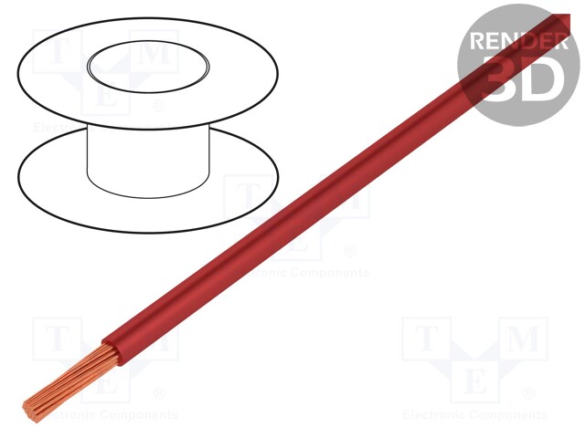 Wire; H07V2-K,LgYc; stranded; Cu; 1mm2; PVC; red; 450/750V; 500m