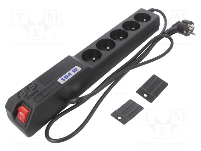 Plug socket strip: protective; Sockets: 5; 250VAC; 10A; black