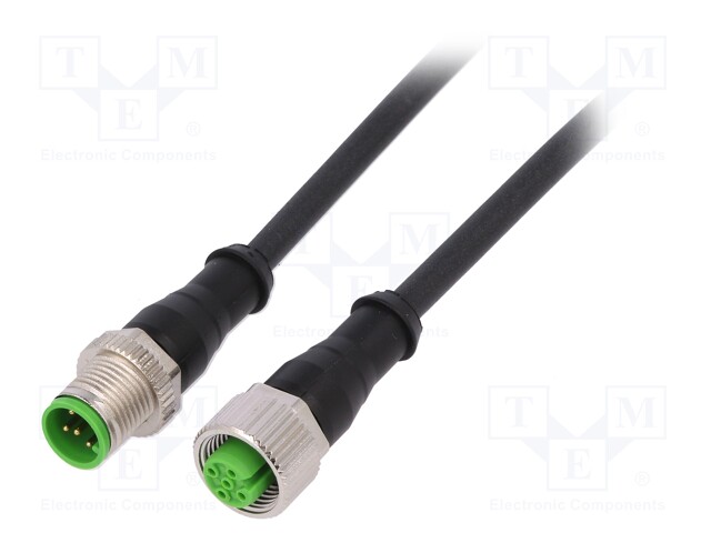 Connection lead; M12; PIN: 5; 0.3m; plug; 30VAC; 4A; -30÷80°C; IP67