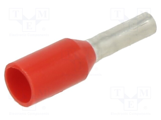 Tip: bootlace ferrule; insulated; copper; 1mm2; 6mm; tinned; red