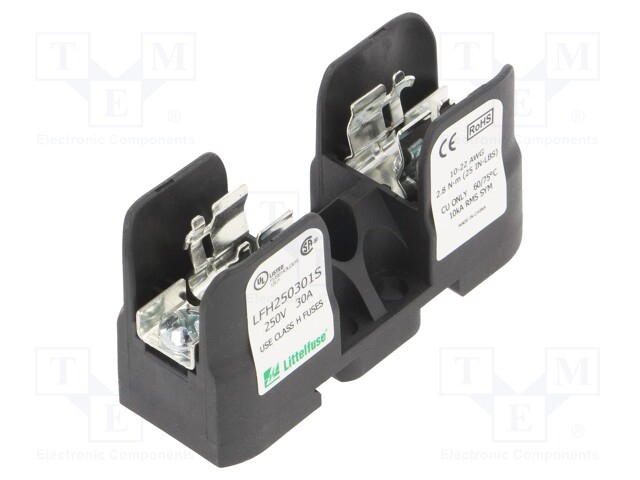 Fuse holder; cylindrical fuses; DIN; 30A; 250V; Poles: 1; black