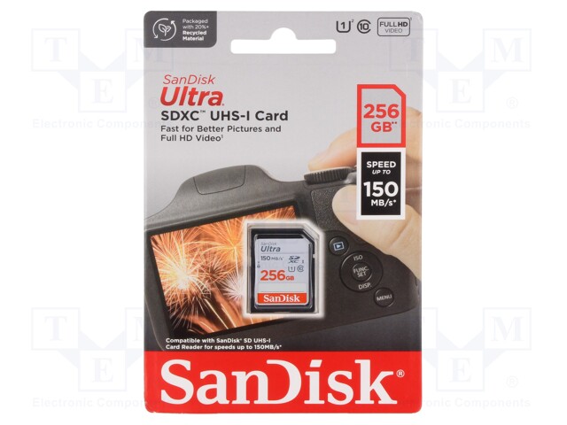 Memory card; Ultra; SDXC; R: 150MB/s; Class 10 UHS U1; 256GB