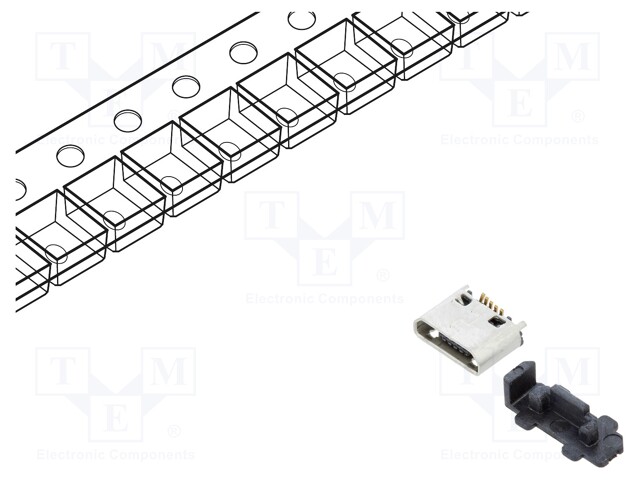 Socket; USB B micro; SMT; PIN: 5; vertical; USB 2.0; 1.8A