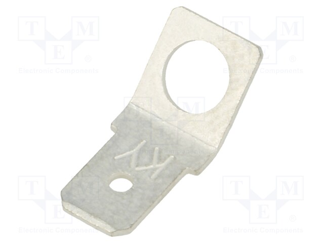 Terminal: flat; 6.3mm; 0.8mm; male; screw; brass; tinned; angled