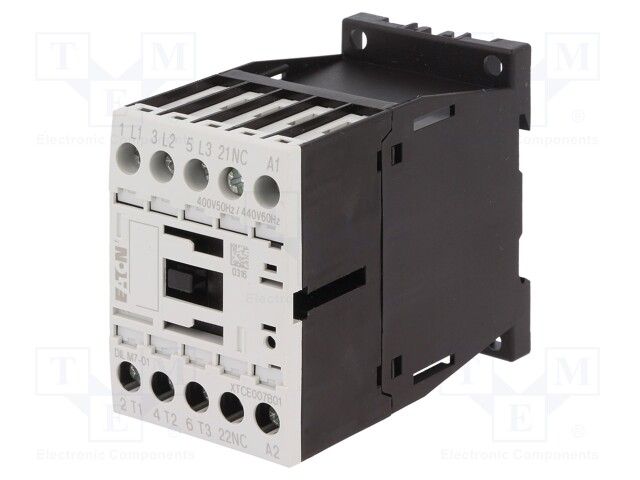 Contactor: 3-pole; NO x3; Auxiliary contacts: NC; 400VAC; 7A; DILM7