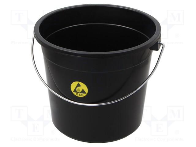 Waste bin; ESD; 290x250mm; 14l; Mat: polypropylene; black