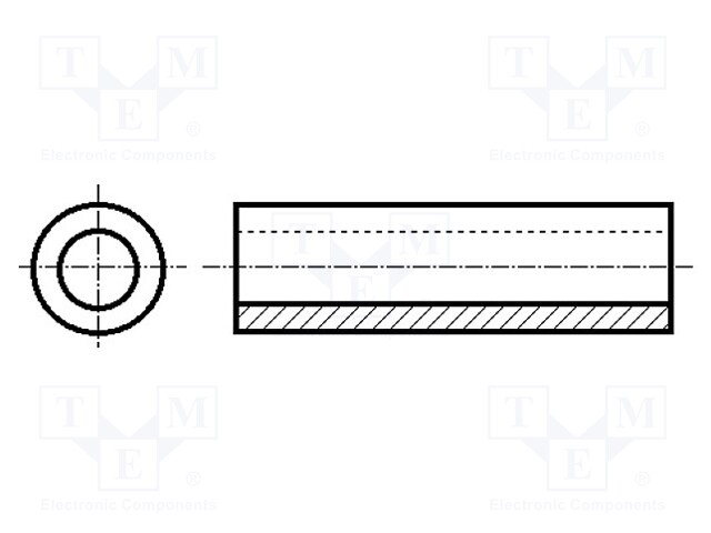 Spacer sleeve; cylindrical; polyamide; L: 9.5mm; Øout: 6.4mm