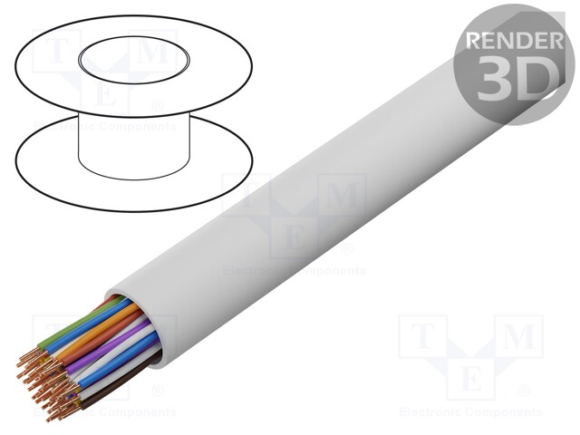 Wire; YTKSY; telecommunication; solid; Cu; 20x2x0,5mm2; PVC; white