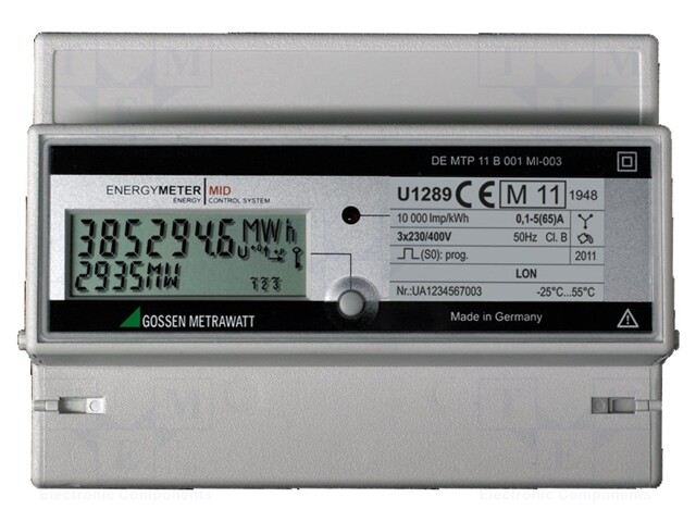 Electric energy meter; digital,mounting; for DIN rail mounting