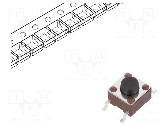 Microswitch TACT; SPST-NO; Pos: 2; 0.05A/50VDC; SMT; 1.57N; 6x6x4mm