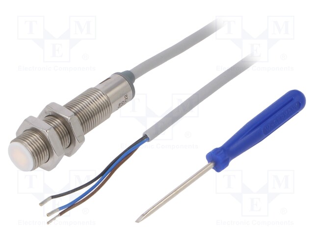 Sensor: capacitive; Range: 6mm; Output conf: PNP / NO; Housing: M12