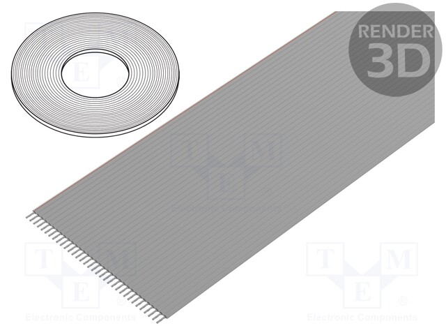 Wire: ribbon; 1.27mm; stranded; Cu; unshielded; PVC; grey; 30.5m