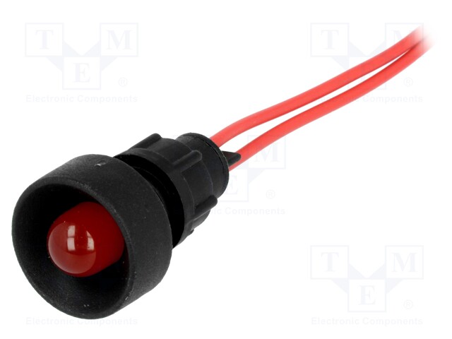 Indicator: LED; recessed; 230VAC; Cutout: Ø13mm; IP20; 300mm leads