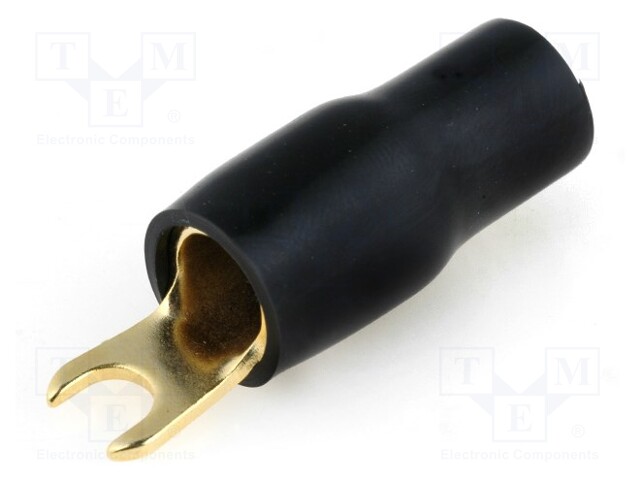 Terminal: fork; M4; 20mm2; gold-plated; insulated; black