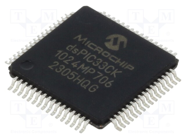 IC: dsPIC microcontroller; SRAM: 128kB; Memory: 1024kB; TQFP64
