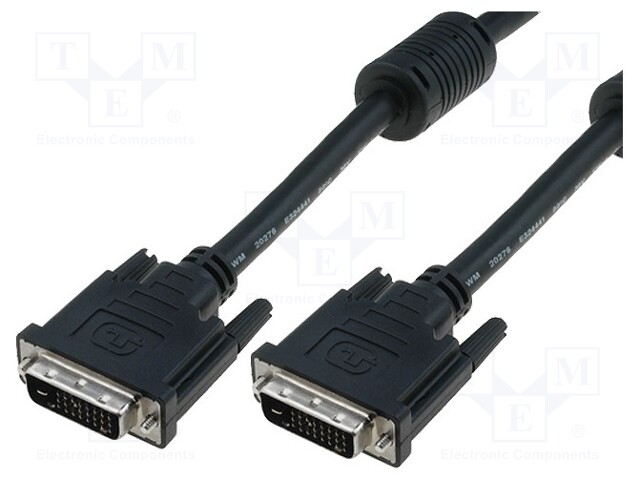Cable; dual link; DVI-D (24+1) plug,both sides; 5m; black