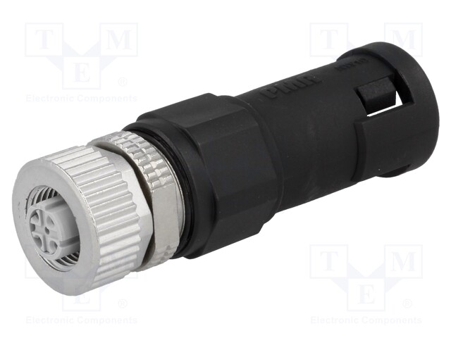 Plug; M12; PIN: 4; female; D code-Ethernet; for cable; IP67; 250V; 4A