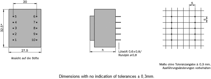 Transformer: encapsulated; 1.5VA; 110VAC; 24V; 63mA; Mounting: PCB