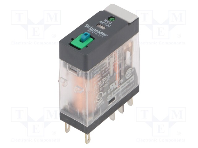 Power Relay, DPDT, 48 VDC, 5 A, Zelio RXG Series, Socket
