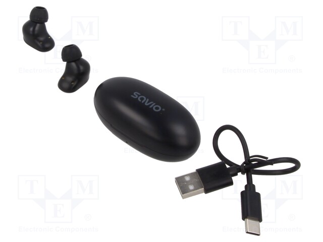 Wireless headphones with microphone; black; USB C; 20Hz÷20kHz