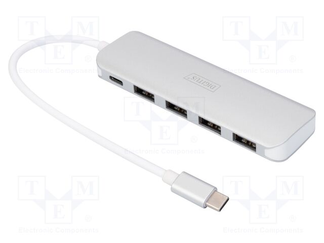 Hub USB; USB A socket x4,USB C 3.1,USB C plug; USB 3.0; grey
