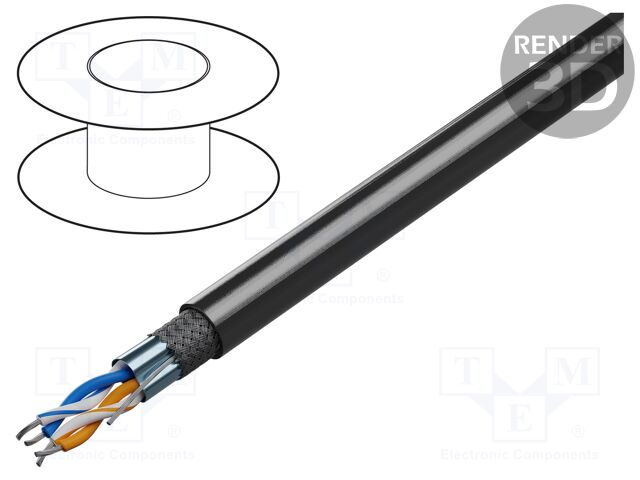 Wire; RS485; 2x2x24AWG; stranded; Cu; PVC; grey; 30m; CPR: Eca; 300V