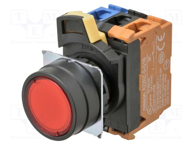 Switch: push-button; 22mm; Stabl.pos: 1; flat; Pos: 2