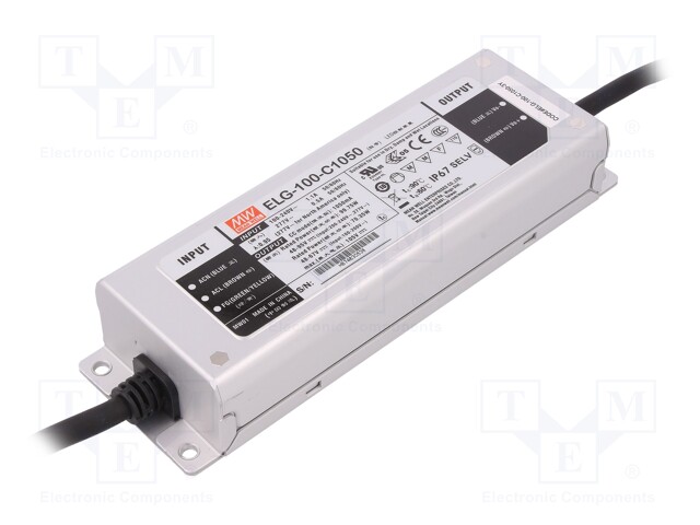 Power supply: switched-mode; LED; 99.75W; 48÷95VDC; 1050mA; IP67
