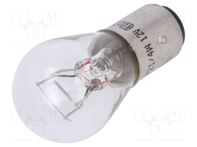Filament lamp: automotive; BAZ15D; 12V; 21/4W; LLB