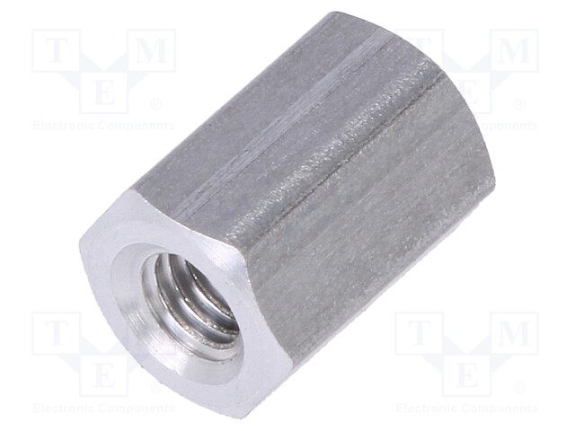 Screwed spacer sleeve; Int.thread: M3; 8mm; hexagonal; aluminium