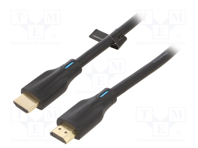 Cable; HDMI 2.1; HDMI plug,both sides; 5m; black; 28AWG; Core: Cu