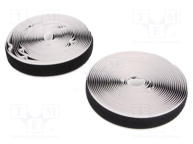 Tape: hook and loop; W: 20mm; L: 5m; Thk: 3mm; rubber; black; -10÷60°C