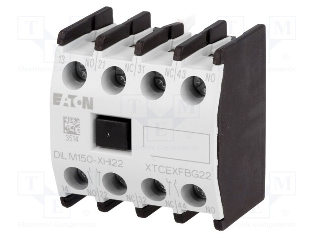 Auxiliary contacts; Leads: screw terminals; Mounting: front