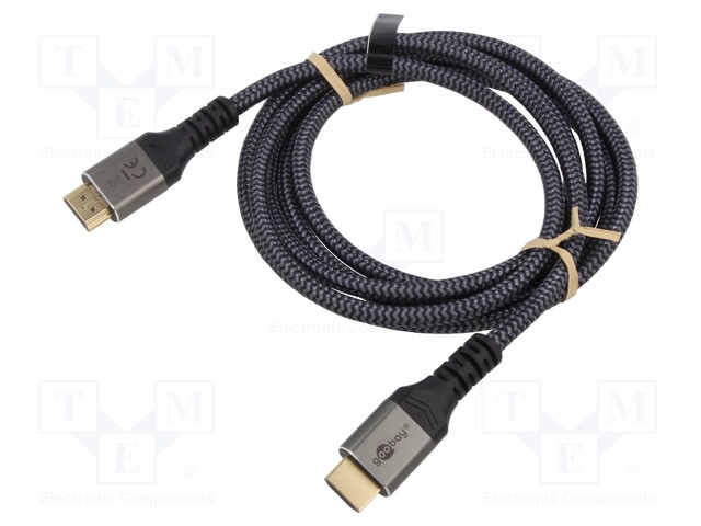 Cable; HDMI 2.1; HDMI plug,both sides; PVC; Len: 2m; black-gray