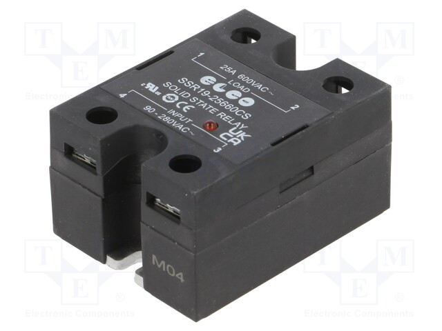 Relay: solid state; Ucntrl: 90÷280VAC; 25A; 48÷660VAC; -30÷80°C
