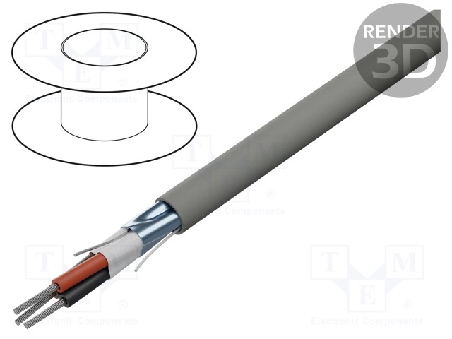 Wire; EcoCable Mini; 3x26AWG; Al-PET foil; MPPE; dark grey; 300V
