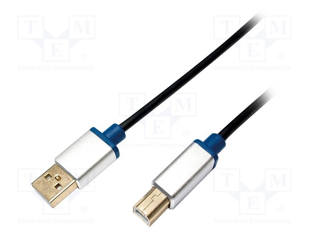 Cable; USB 2.0; USB A plug,USB B plug; 1.5m; black