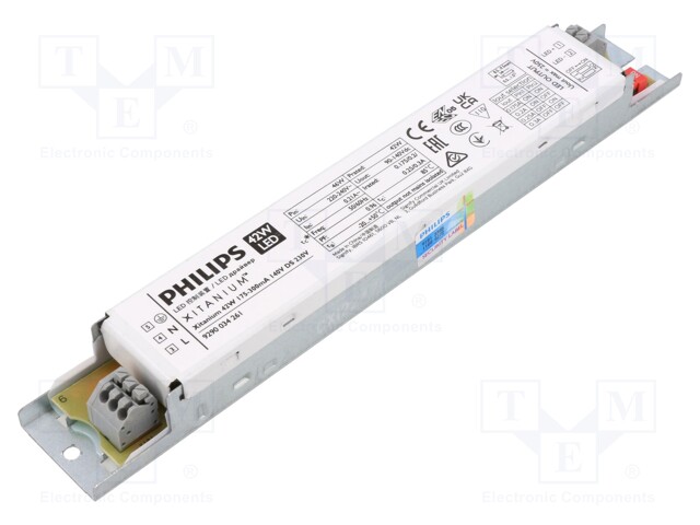 Power supply: switched-mode; LED; 42W; 90÷140VDC; 175÷300mA; IP20