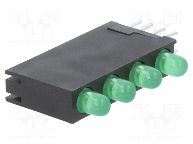 LED; in housing; green; 3mm; No.of diodes: 4; 10mA; 40°; 2.2÷2.5V