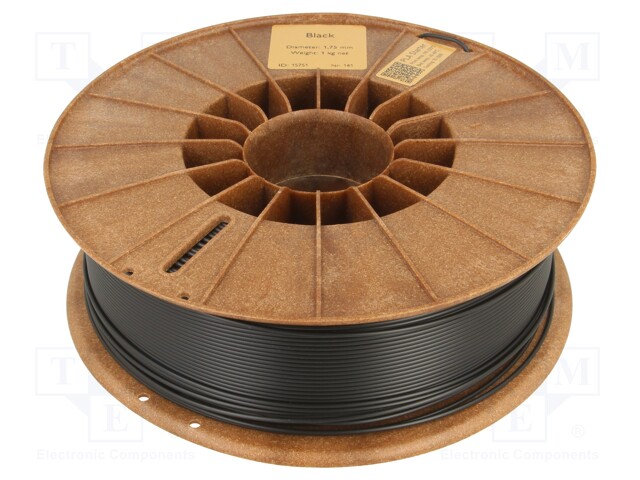 Filament: PLA; 1.75mm; black; 185÷225°C; 1kg; Table temp: 40÷60°C