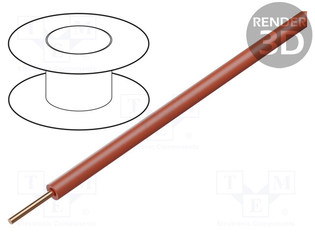Wire; solid; Cu; 1x0,20mm2; PVC; red; 60V; -10÷85°C; 100m